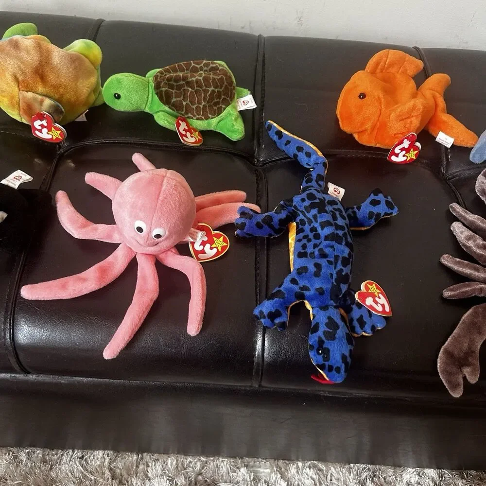 Huge Sea Life Vintage 9 Beanie Babies Rare Lot W TAGS Shark Turtle Frog Fish #2